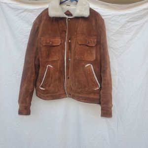 Mens, heavy weight, coat,Grande Bay, size 44,Tan, white lining, suede.